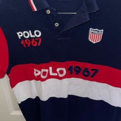 Polo Ralph Lauren Classic Fit Polo Shirt Embroidered 1967 Red Blue Mens medium 