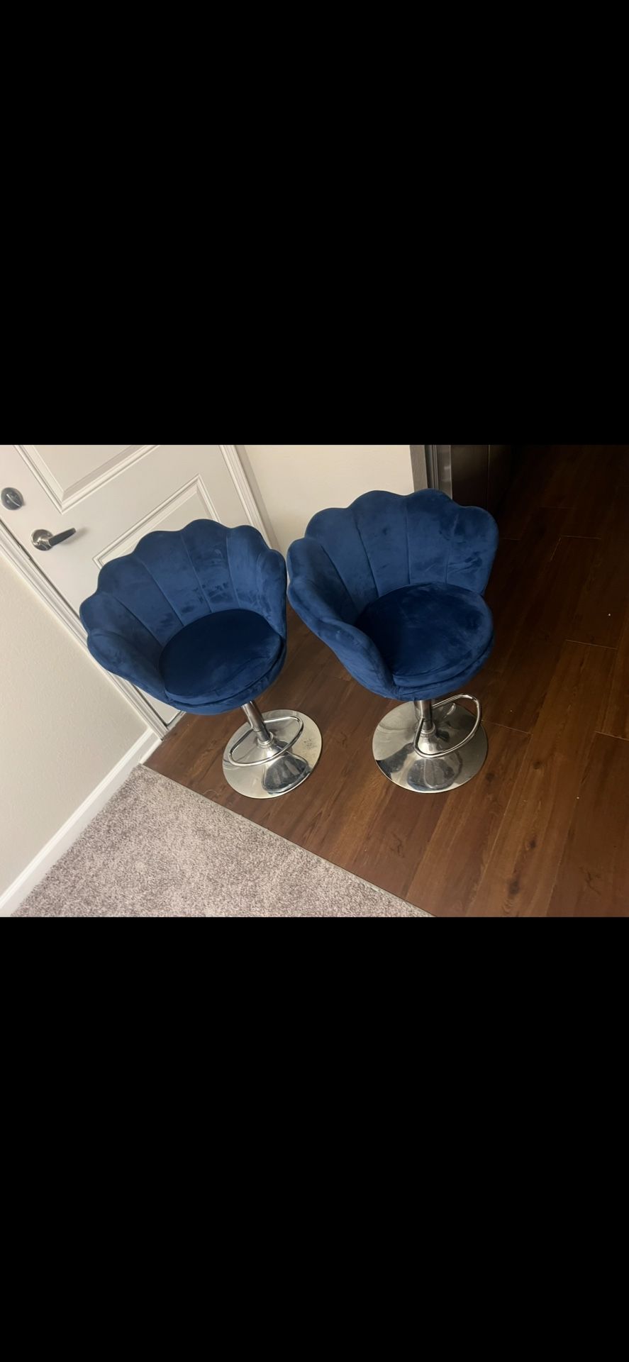Blue Velvet Bar Stools