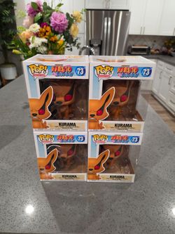 LOT of 4 Funko Pop! Animation Kurama (6-inch) figure, specifically number #73 from the Naruto Shippuden series. Brand New, Never Opened