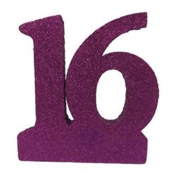 Sweet 16 Fuchsia Glitter Number Cake Centerpiece Styrofoam Decoration