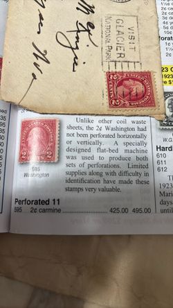 1924 2 Cents Carmine Stamp Perfórate 11