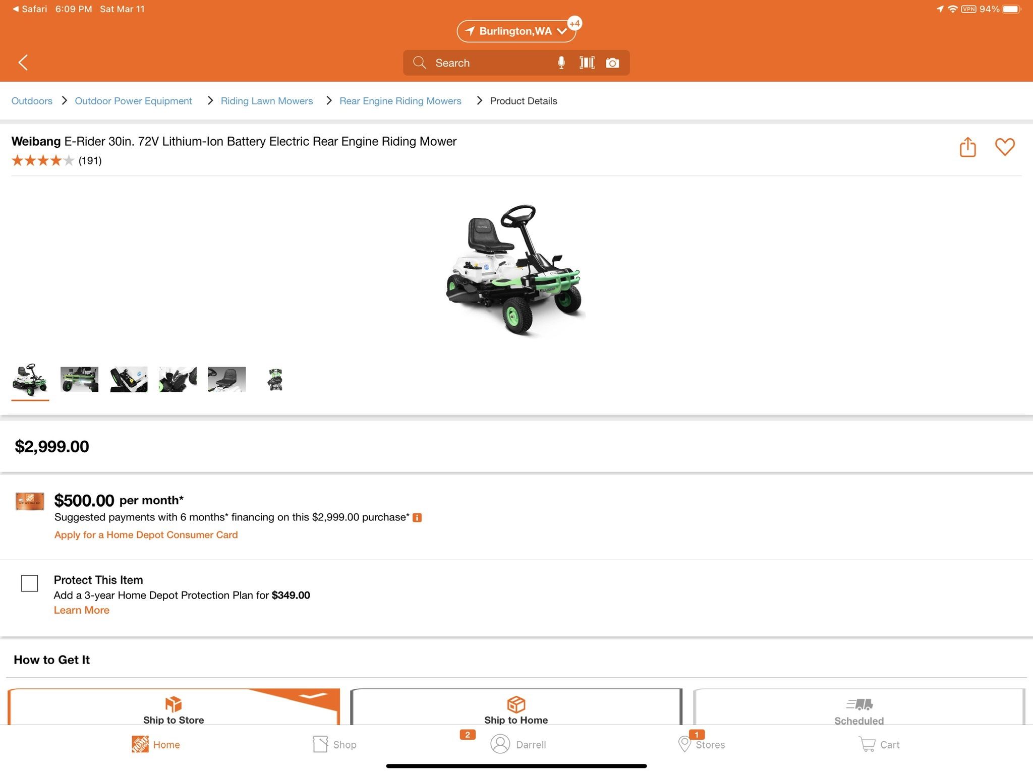 ELECTRIC RIDING MOWER WEIBANG LITHIUMION ERIDER for Sale in