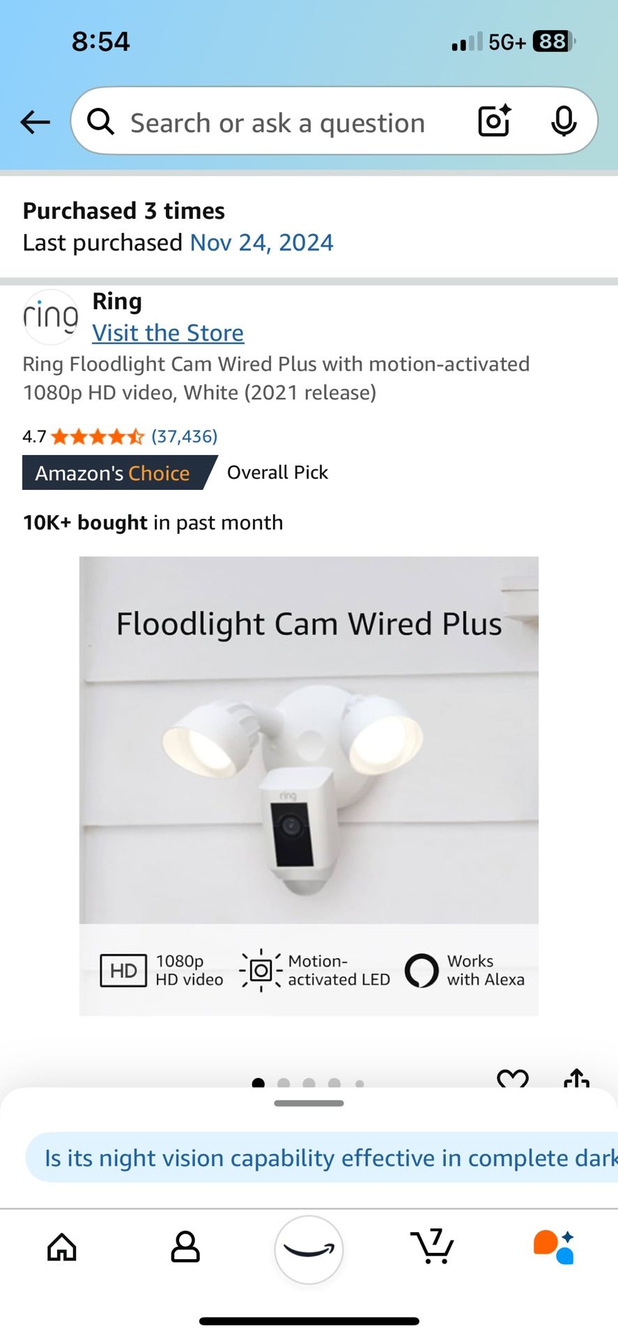 Ring Camera - floodlight camp wire plus LED