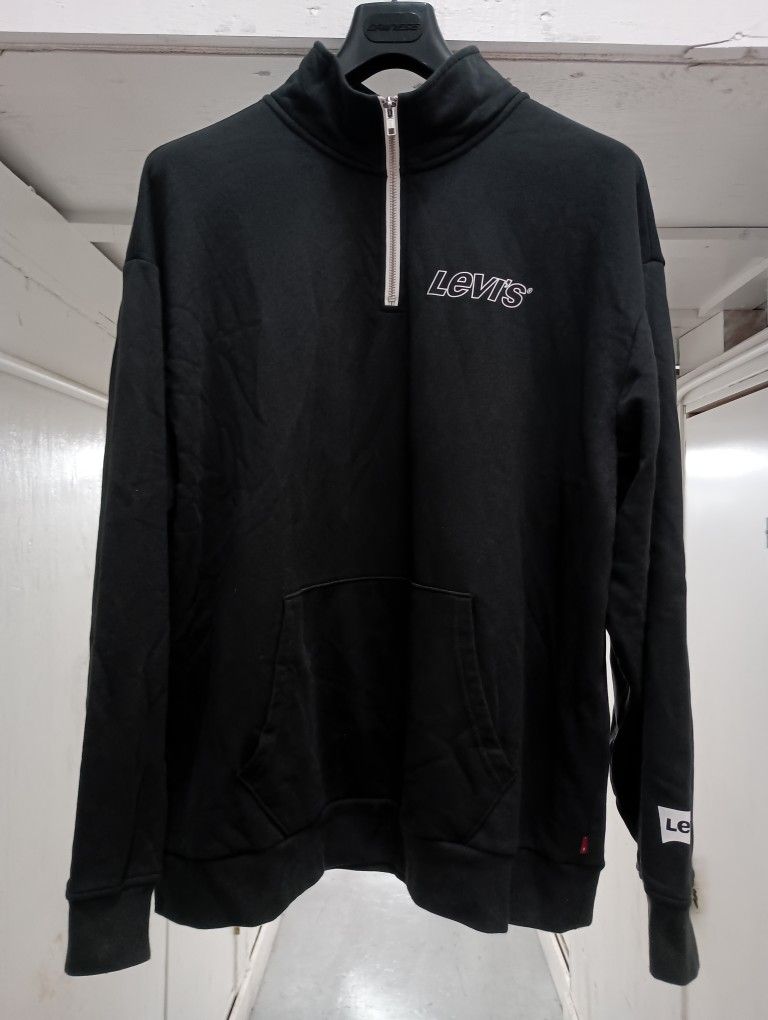 Vintage Levi's Black Pullover 1/4 Zip Sweatshirt Size XL Made in Vietnam