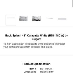 Back Splash 48" Calacatta White Marble