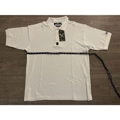 NWT New Men’s Red Jacket Golf Polo Shirt White Size 4 Large 100% Cotton Impact