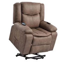 Brown Power Lift Recliner Chair with Adjustable Massage and Heating Function