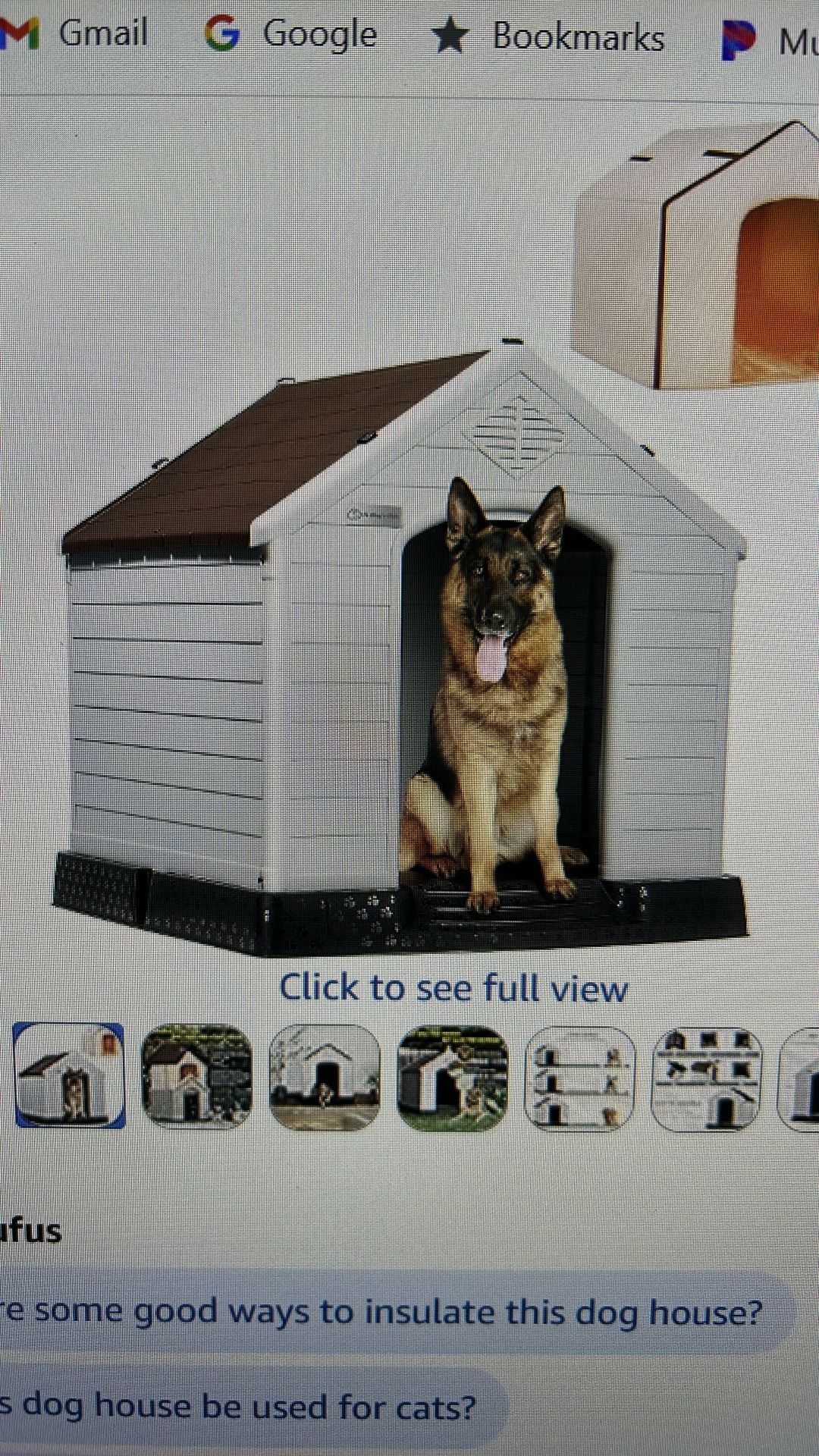 LEMBERI Durable Waterproof Plastic Dog House for Small to Large Sized Dogs, Indoor Outdoor Doghouse Puppy Shelter with Elevated Floor, Easy to Assembl