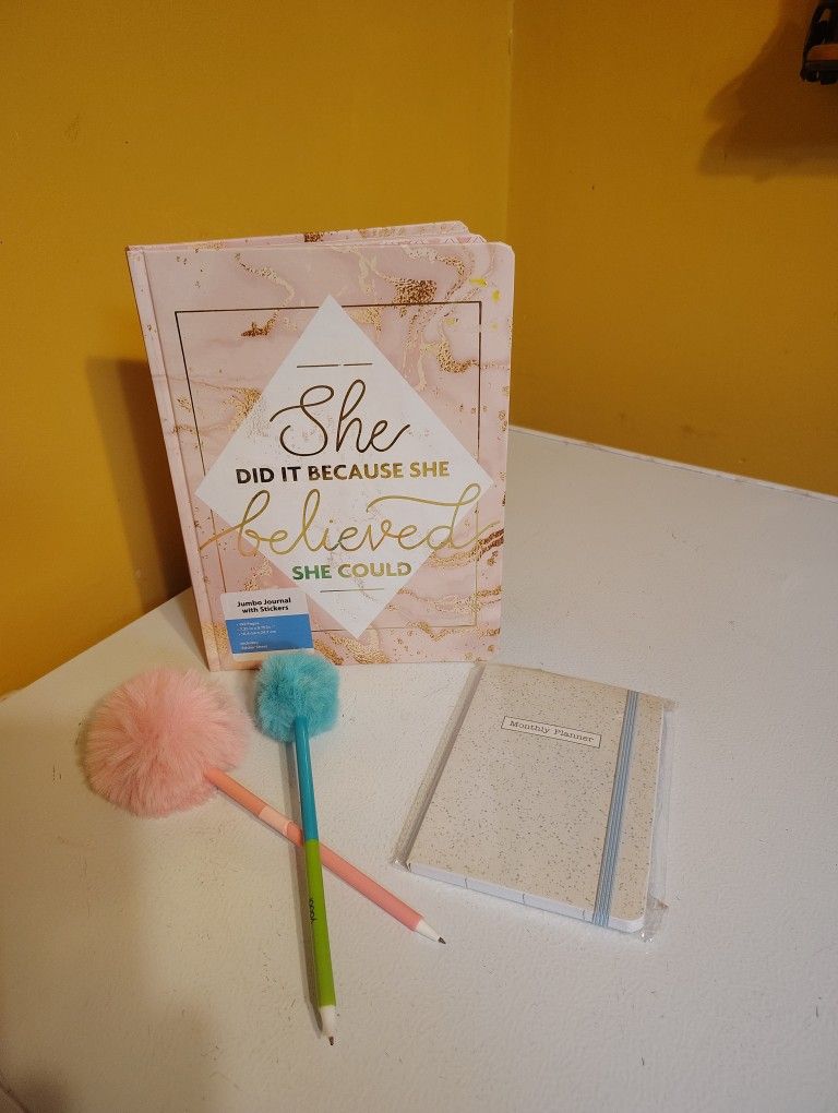 Journal, Planner, And Puffy Pens