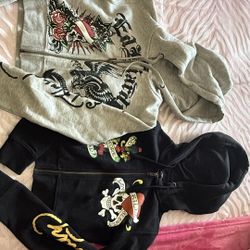 2 Ed Hardy Cropped Hoodies 