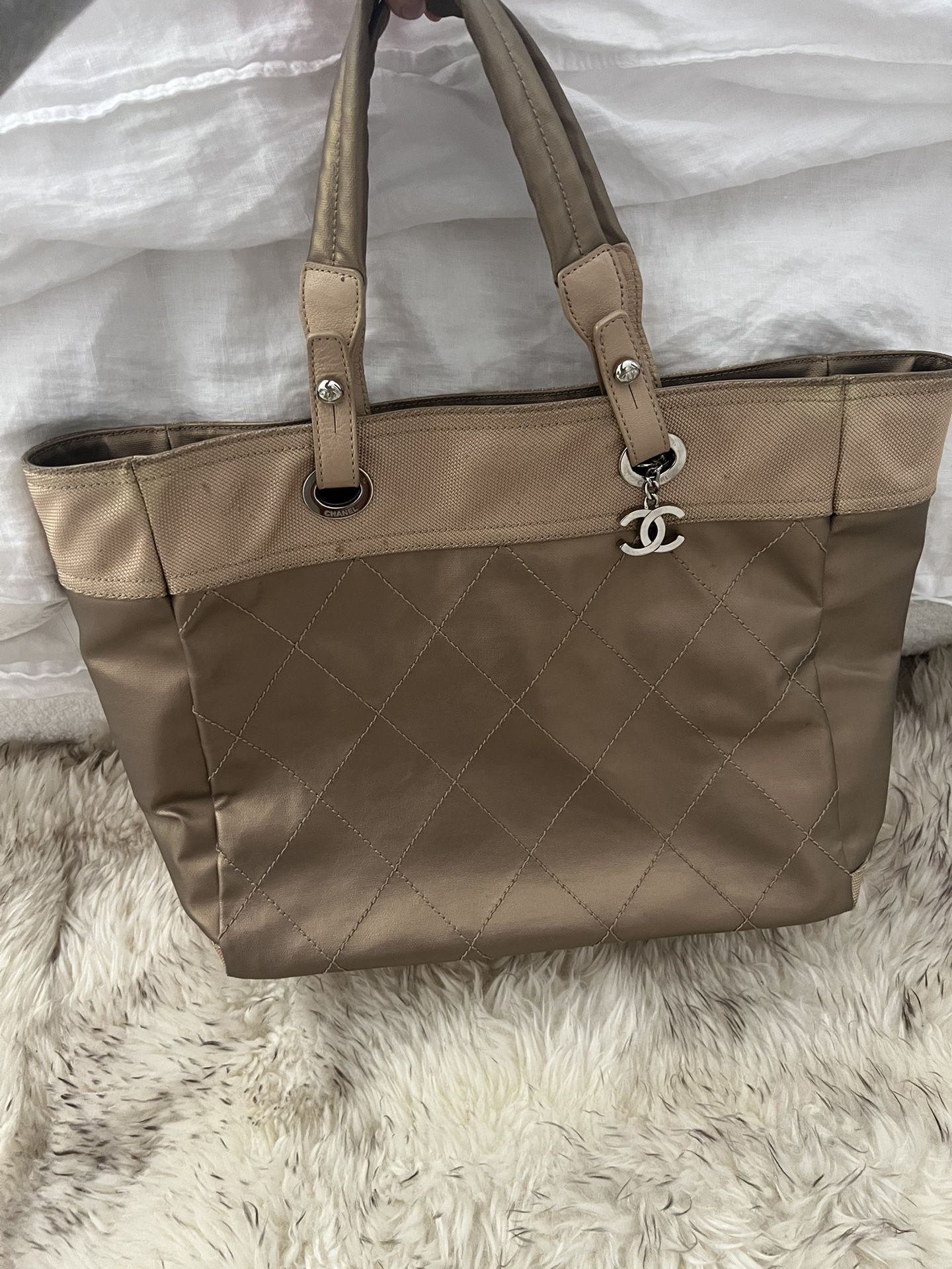 Chanel Gold Biarritz Quilted Tote Bag