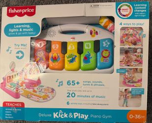 Fisher-Price Deluxe Kick & Play Piano Gym Baby Playmat with Electronic Learning Toy, Pink, Unisex