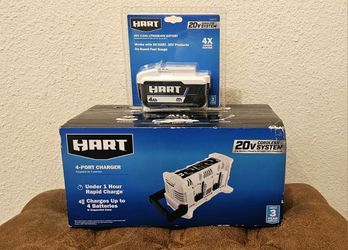 Hart 4-Port Charger & 20v 4Ah Lithium-Ion Battery