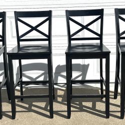 Set of 4 Solid Wood Stools