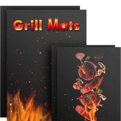 4Pcs Grill Mats, Non Stick BBQ Grill Mats for Outdoor Grills, Reusable