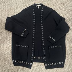 MAJE Black Eyelet Cardigan (Sz 1)
