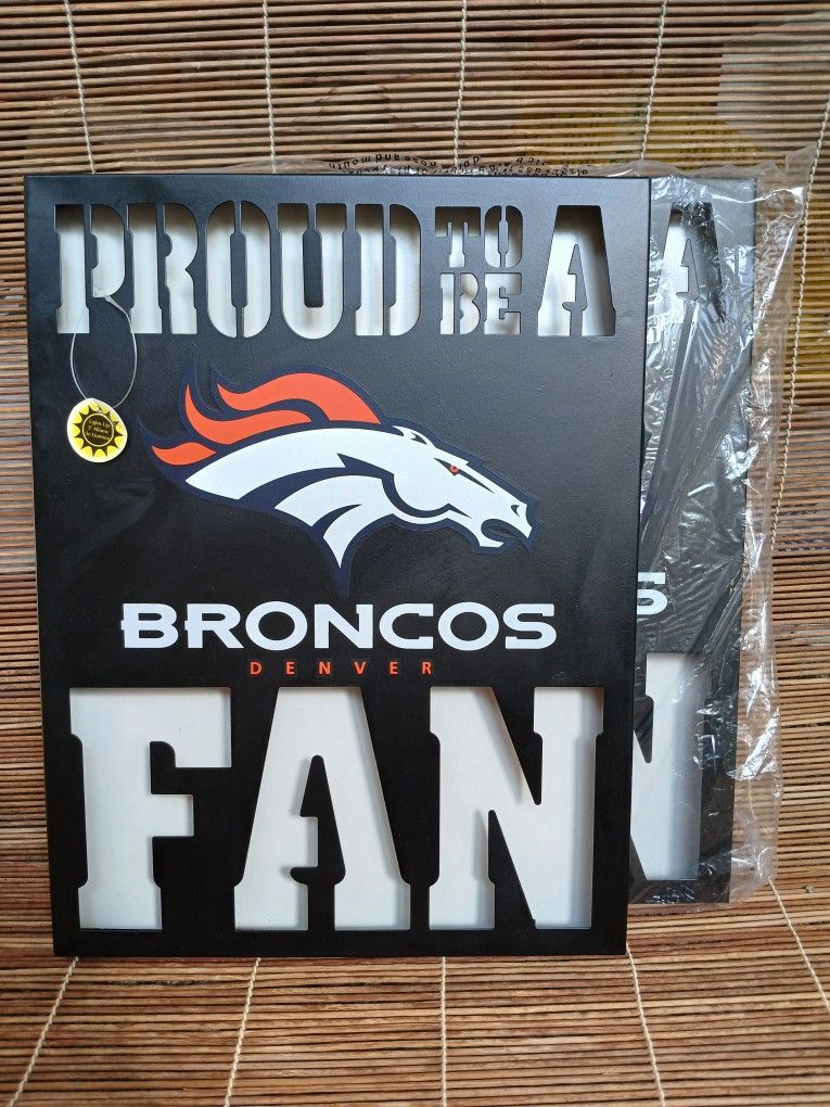 (New) NFL Denver Broncos Metal LED Sign Logo Lighted Wall Art