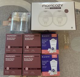 Breast pump, milk storage containers, milk bags