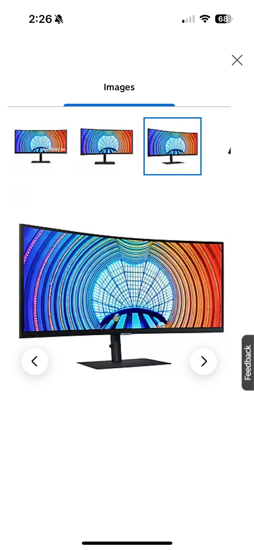 Samsung ViewFinity S6 34" Curved LED Monitor, Black