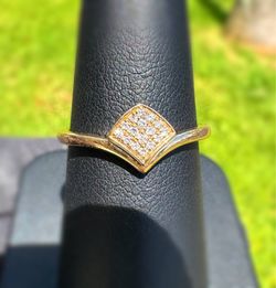 Jewelry 14k solid yellow gold natural diamonds 0.30CTW crown rhombic ring size 7.00