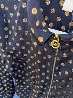 Michael Kors Navy Logo Print Zip Jacket
