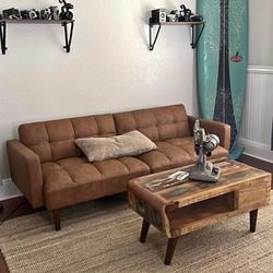Faux Leather Comfort Smart Futon Sofa 