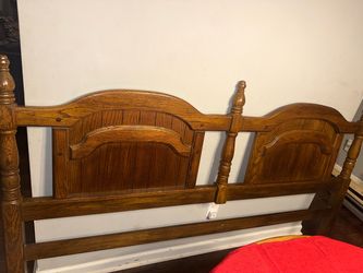 KING Solid Oak Wood Bed Headboard