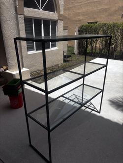 Metal and Glass Shelf Unit 57” W X 18” D X 60” H