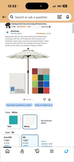 9ft patio umbrella natural color ELITESHADE