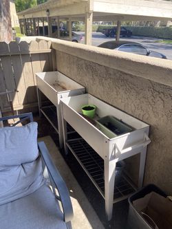 2 Tall Elevated Raised Garden Bed With Wheels And Shelf
