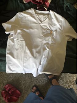 Urology white X-L scrubs wore once