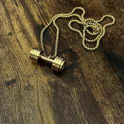 Golden Chain With Dumbbell Charm