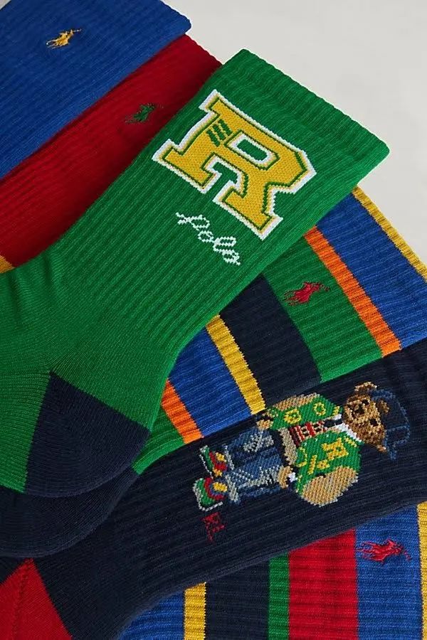 Polo Ralph Lauren Men's 6-Pk. American Heritage Bear Crew Socks