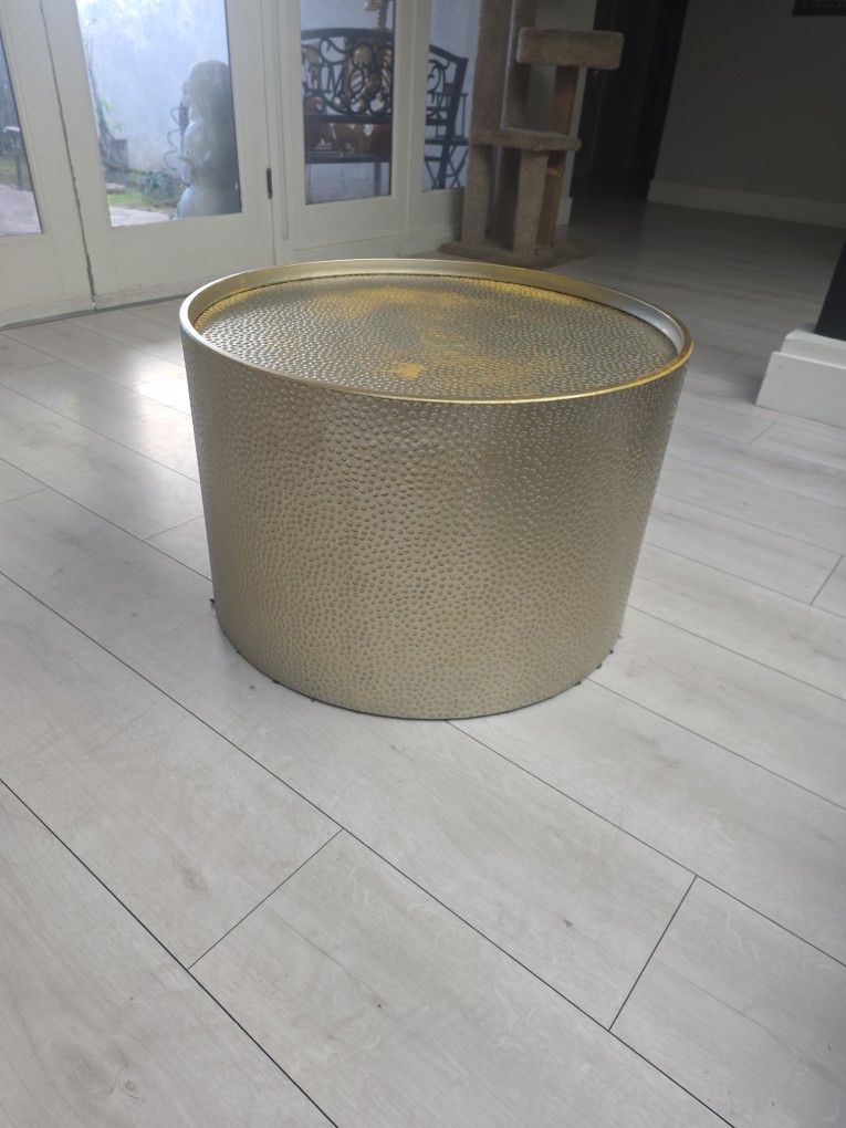 Round Coffee Table Gold Drum