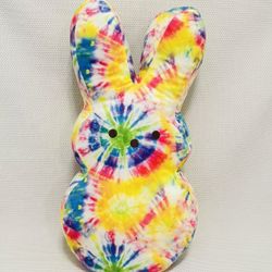 EASTER PEEPS PLUSH BUNNY STUFFED ANIMAL TYEDYE TIE DYE 17" JUST BORN TOY