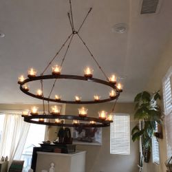Rustic candle holder chandelier