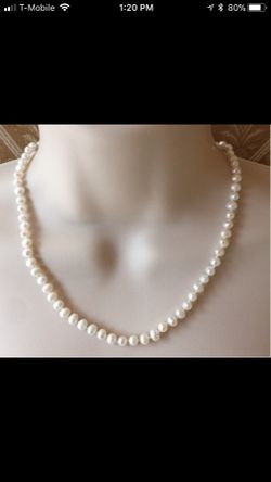 14K GE White Freshwater Pearl Necklace 18.5”