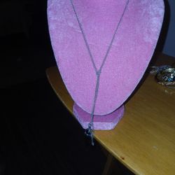 Silver Necklace With Black Stone 