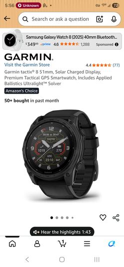 Garmin tactical GPS watch