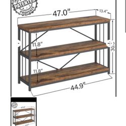 Lvb Rustic Console Table, Industrial Wood Metal