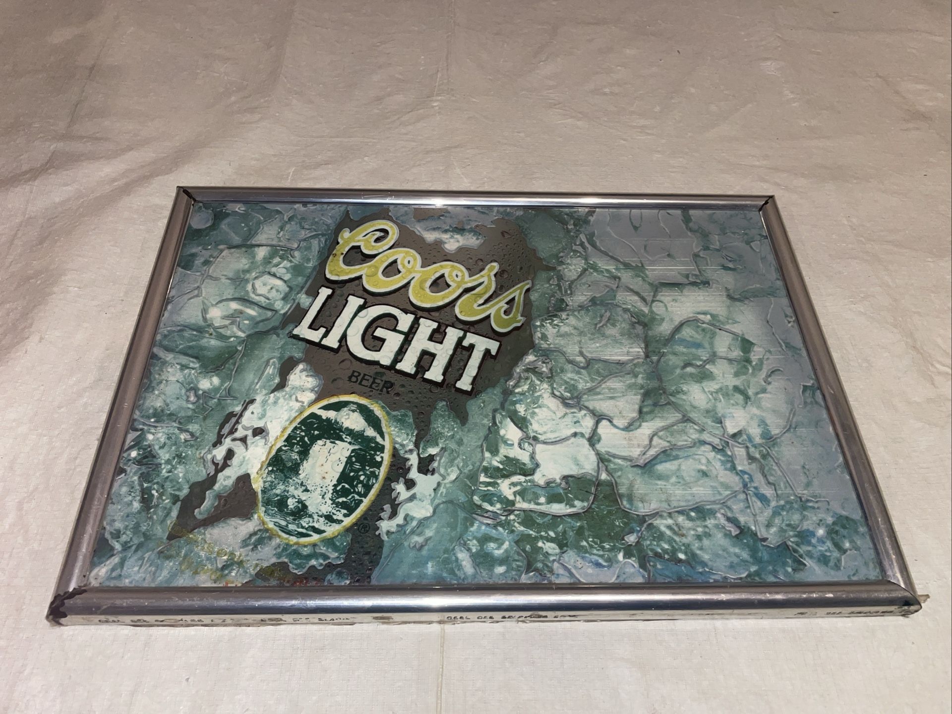 Vtg 1995 Coors Light Beer Bar Sign Silver Bullet Man Cave Picture Frame 19x13x1