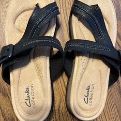 NEW”CLARK’S SANDLE’S “BRYNN MADI”BLACK LEATHER SZ 10