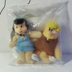 Vintage! 1989 Denny's Mini Plush The Flintstones Toy Barney & Betty