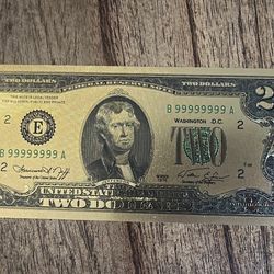 24 k gold plated $2 bill.