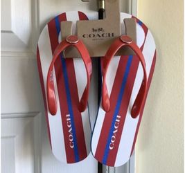 New Coach Flip Flop with stripe pattern size 7
