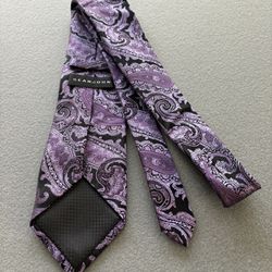 Men's Sean John Purple Black Paisley Design Silk Neck Tie