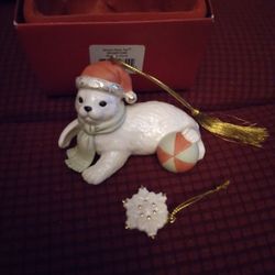 Lenox Santa's Polar Pal Seal Christmas Ornaments
