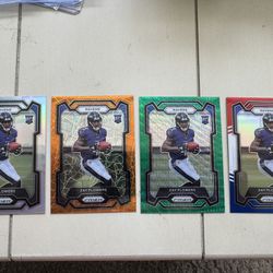 2023 Zay Flowers Prizm Rookie Lot of 4 Silver, Lazer, Red/Wht/Blue, Green Wave