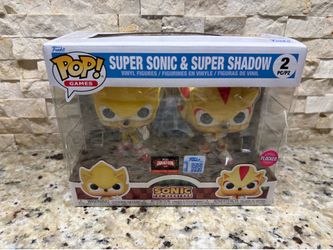 Funko Pop! Super Sonic & Super Shadow 2 Pack Flocked Target Con  -b