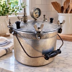 Antique Kook-Kwick No 7 Steam Pressure Cooker 1930s Aluminum Gauge Sears
